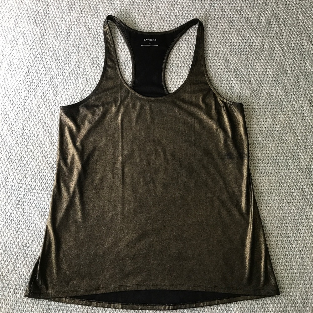 EXPRESS gold foil tank top, shimmery, like new!